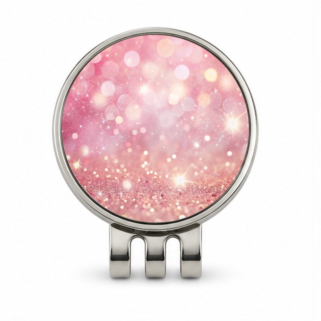 Light Pink Faux Glitter Golf Hat Clip with Ball Marker