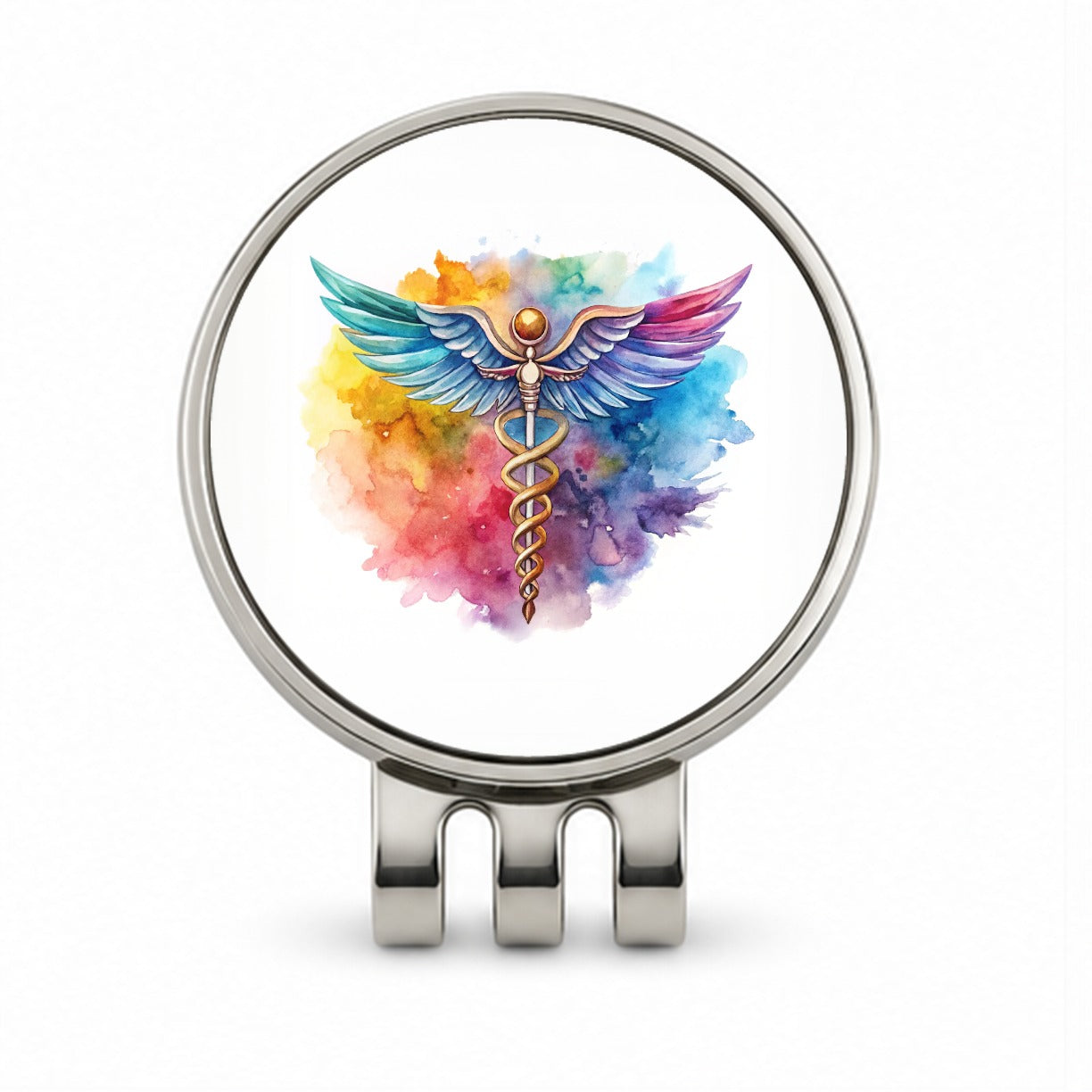 Medical Caduceus Doctor Nurse RN EMT Watercolor Golf Hat Clip with Ball Marker