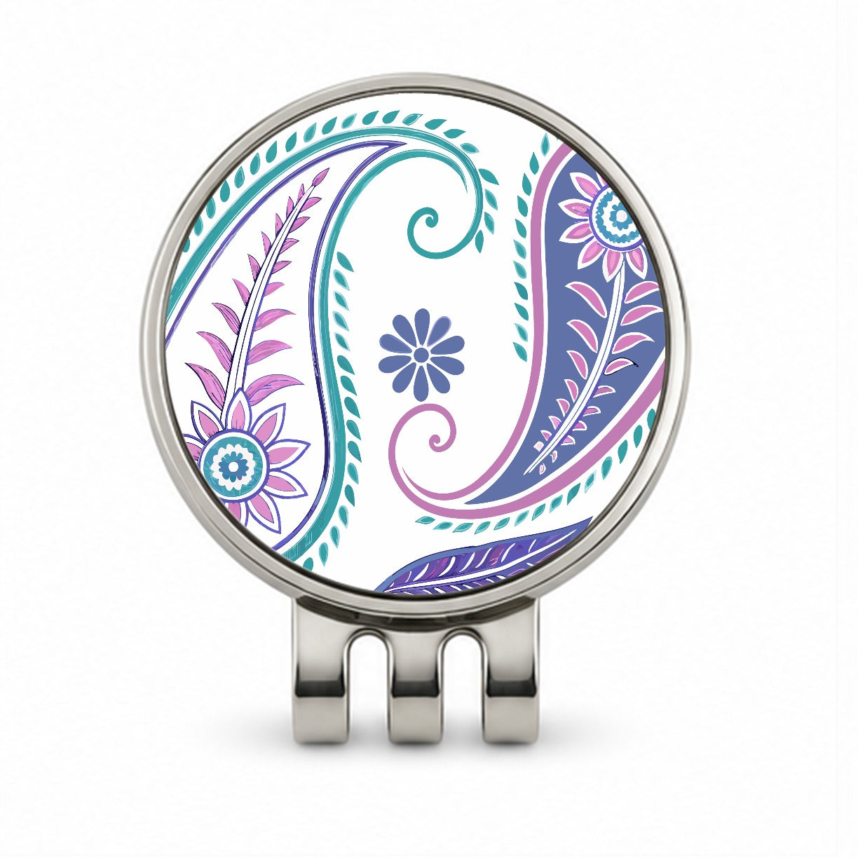 Pretty Paisley Golf Hat Clip with Ball Marker
