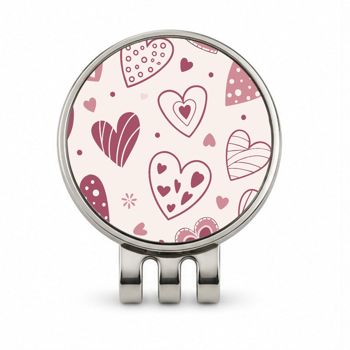 Scattered Hearts Love Valentine's Day Golf Hat Clip with Ball Marker