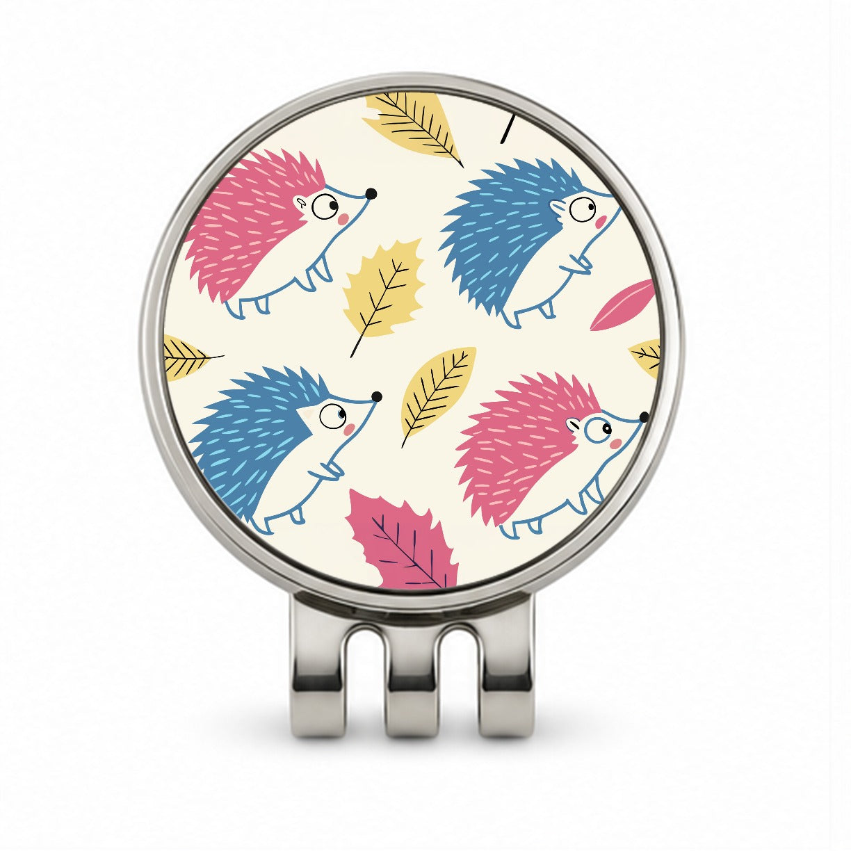 Scattered Hedgehogs Pink Blue Golf Hat Clip with Ball Marker