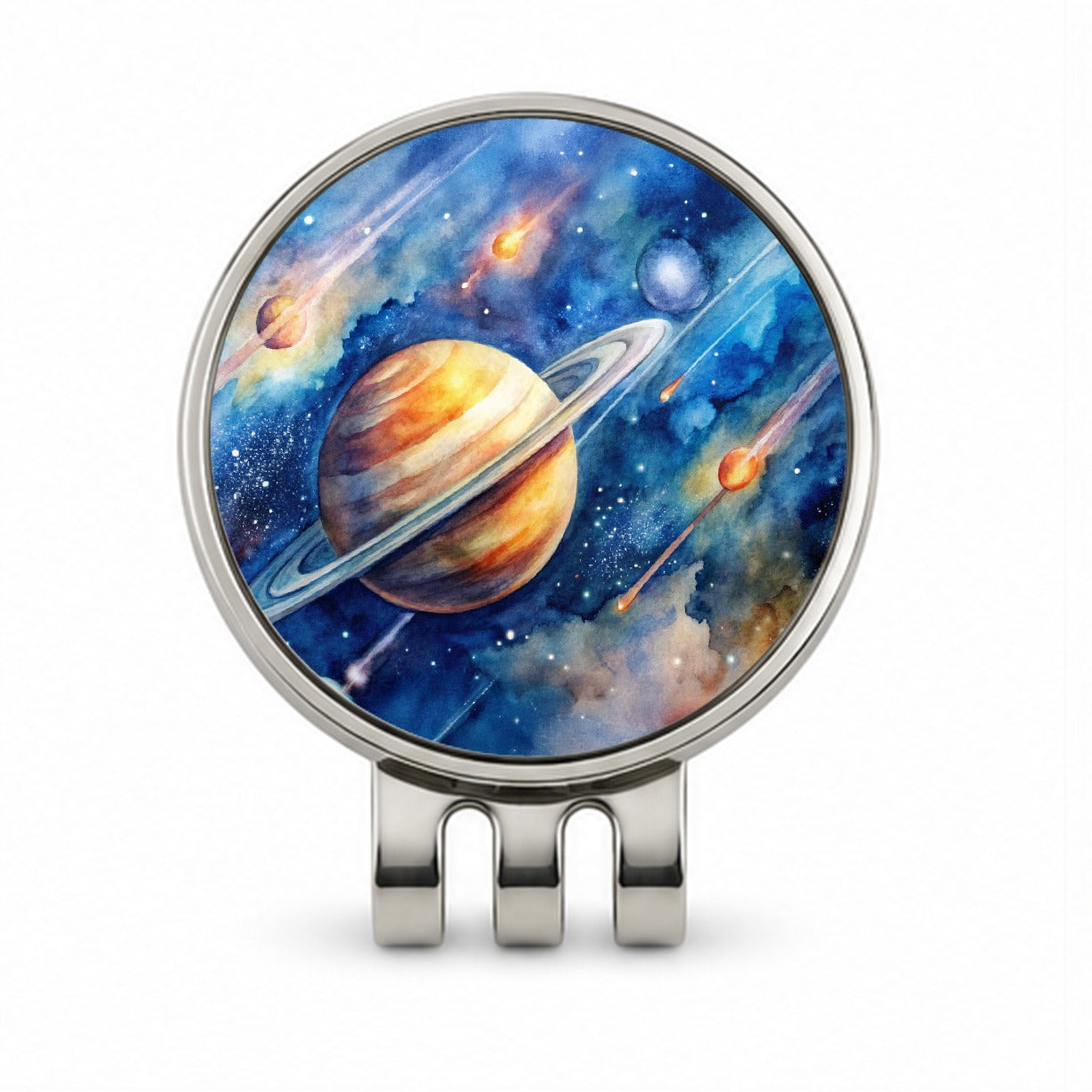 Sci-fi Planet Saturn Meteor Shower Golf Hat Clip with Ball Marker
