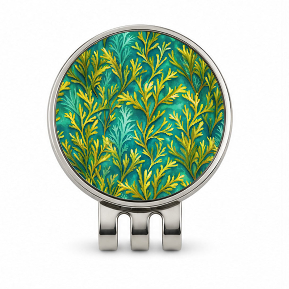 Seaweed Pattern Golf Hat Clip with Ball Marker