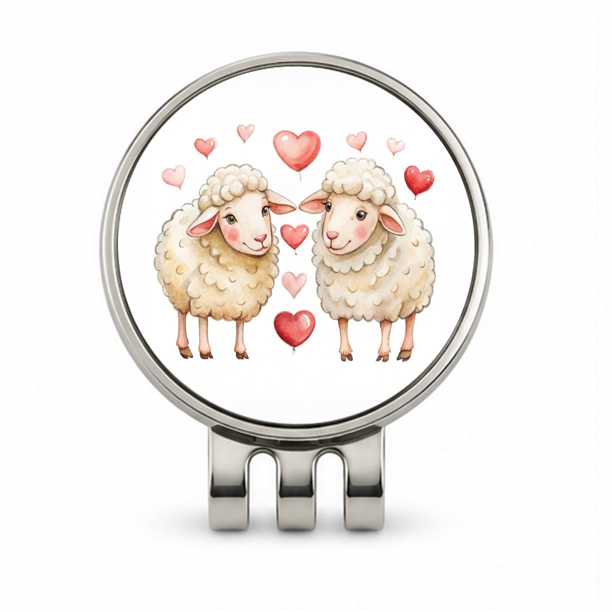 Sheep In Love With Hearts Valentine's Day Golf Hat Clip with Ball Marker
