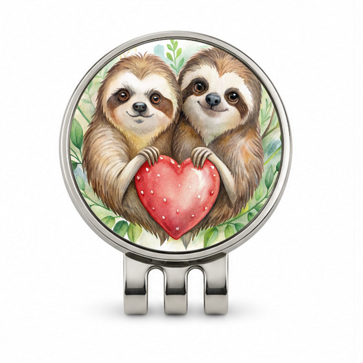 Sloths In Love Hearts Valentine's Day Golf Hat Clip with Ball Marker