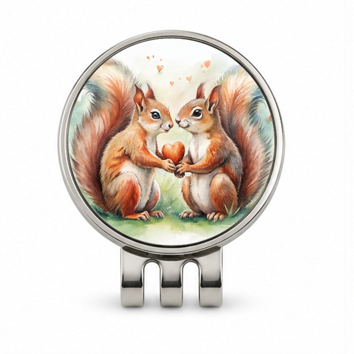 Squirrels In Love Hearts Valentine's Day Golf Hat Clip with Ball Marker