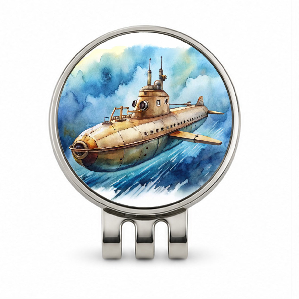 Steampunk Sci-fi Fantasy Flying Submarine Golf Hat Clip with Ball Marker