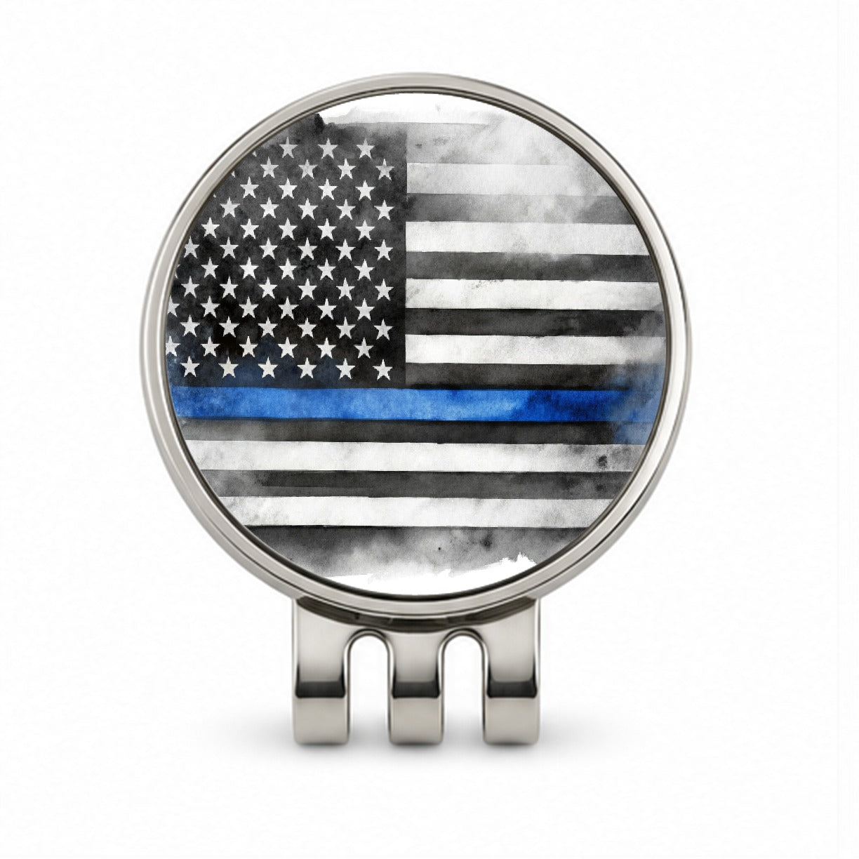 Thin Blue Line Black And White American Flag Support Policemen Police Golf Hat Clip with Ball Marker