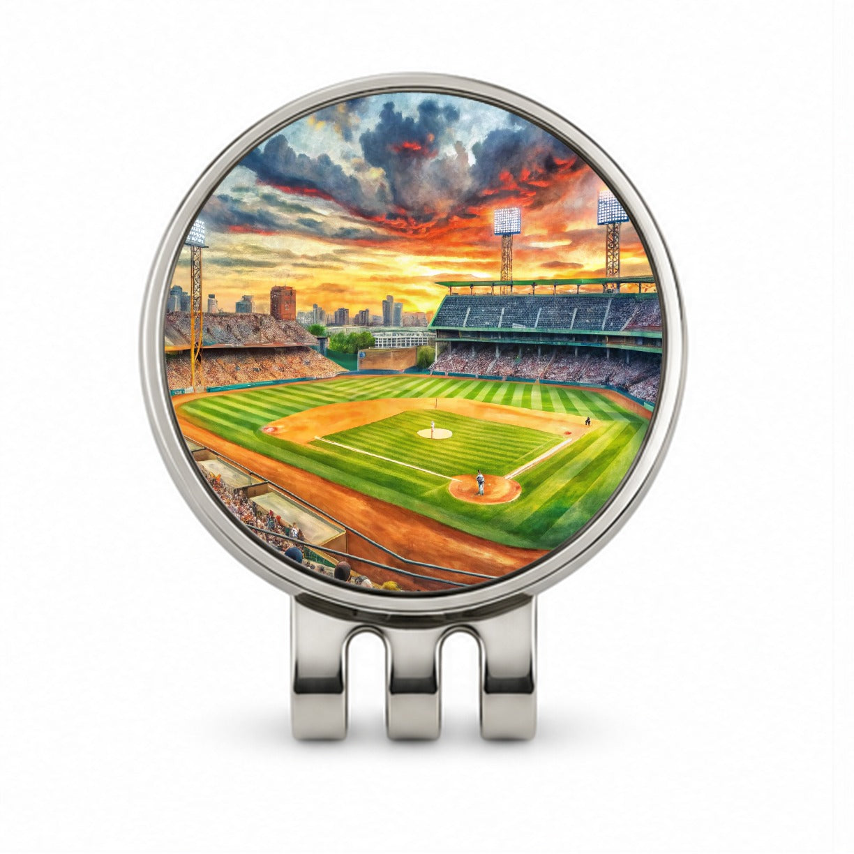 Baseball Game at the Stadium Golf Hat Clip with Ball Marker