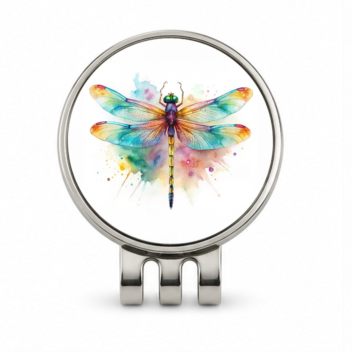 Dragonfly Colorful Background Watercolor Golf Hat Clip with Ball Marker