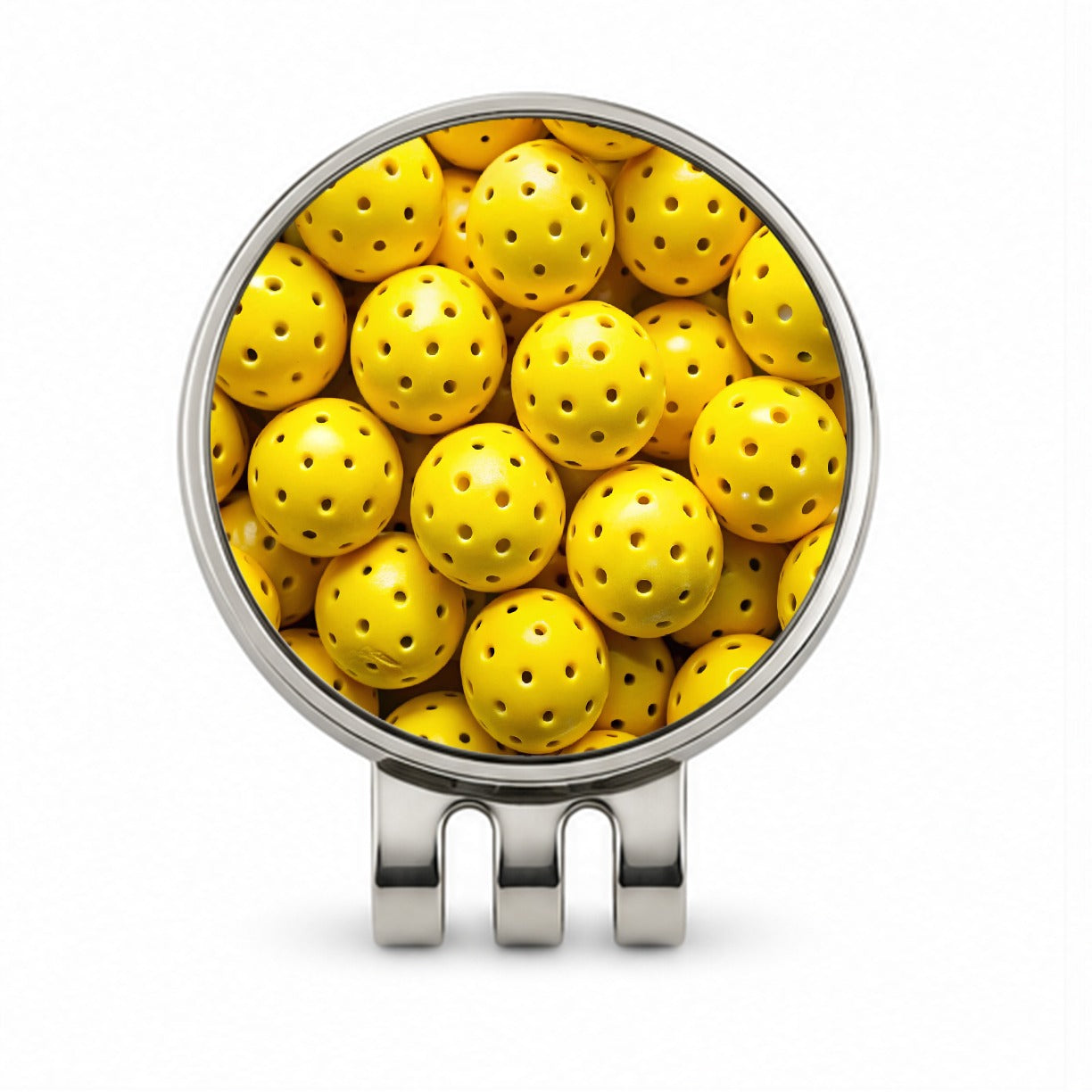 Lots Of Yellow Pickleball Balls Golf Hat Clip with Ball Marker