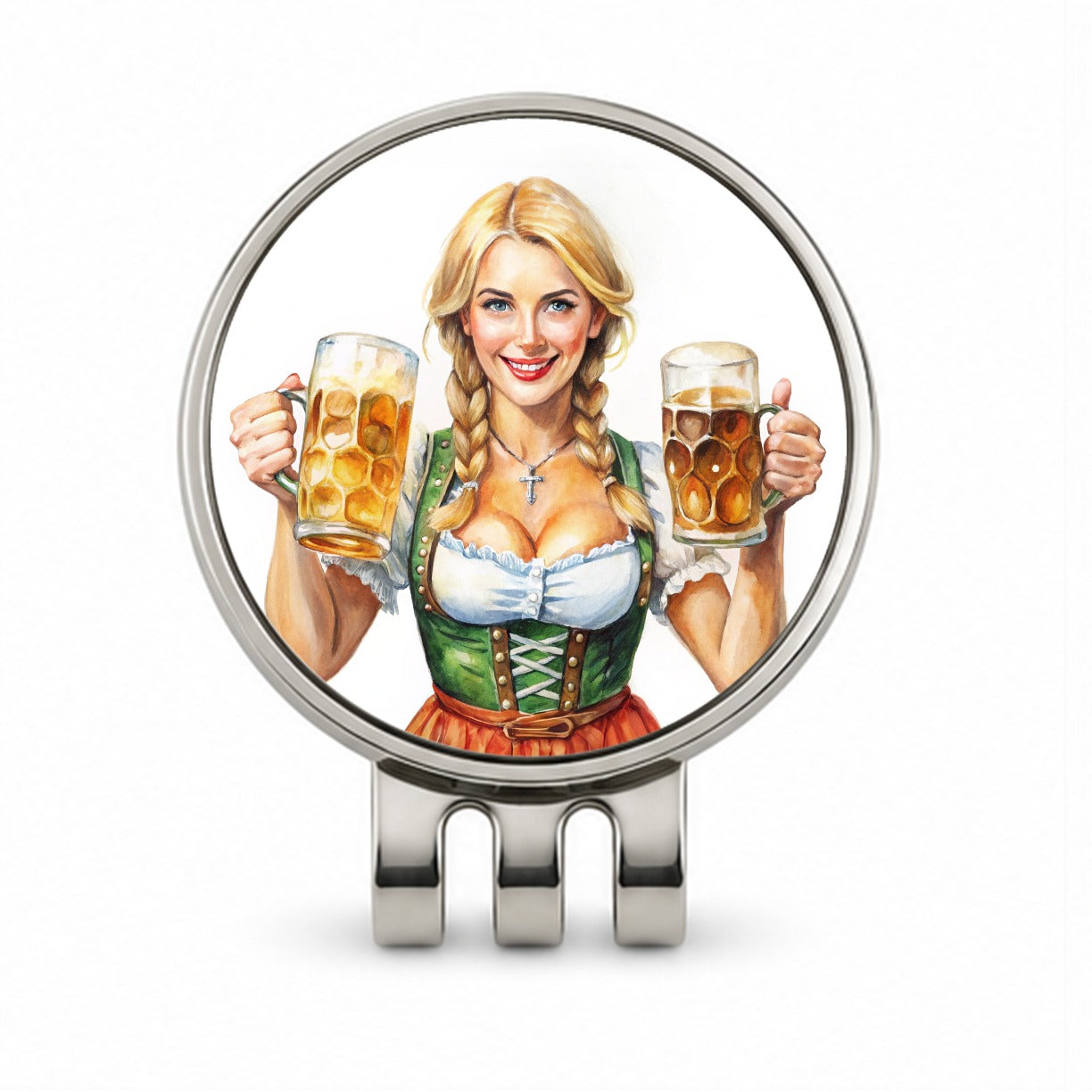 Oktoberfest German Barmaid With A Beer Mugs Golf Hat Clip with Ball Marker