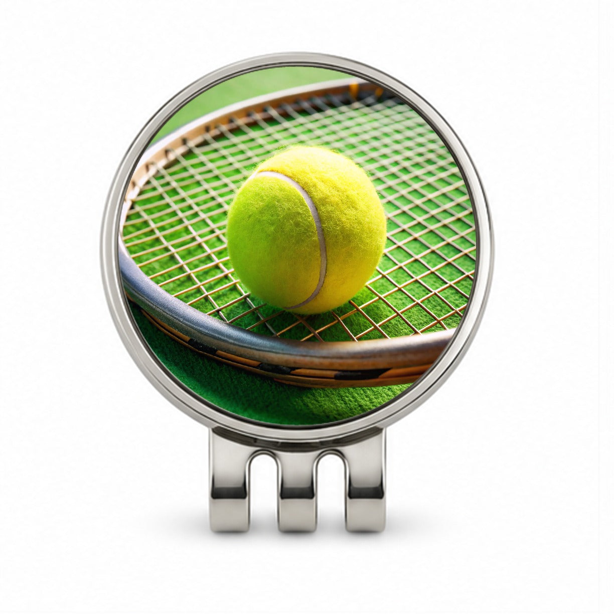 Tennis Racquet and Ball Close-up Golf Hat Clip with Ball Marker