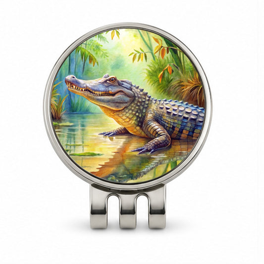 Alligator Crocodile In Swamp Golf Hat Clip with Ball Marker