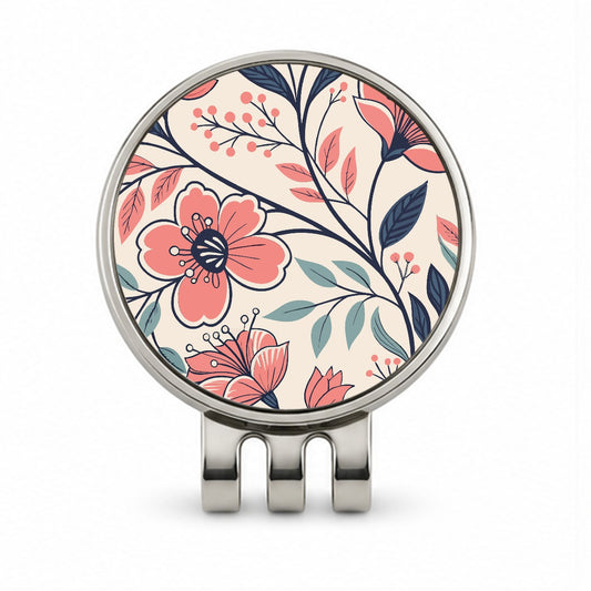 Beautiful Vine Flowers Golf Hat Clip with Ball Marker