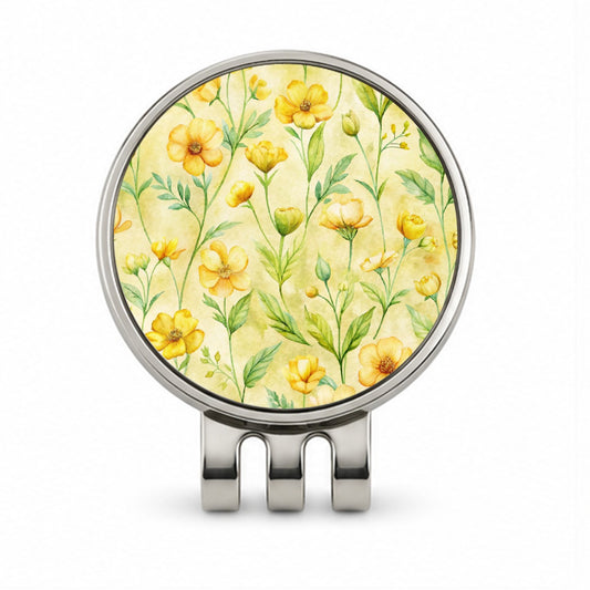 Buttercups Yellow Flowers Floral Golf Hat Clip with Ball Marker