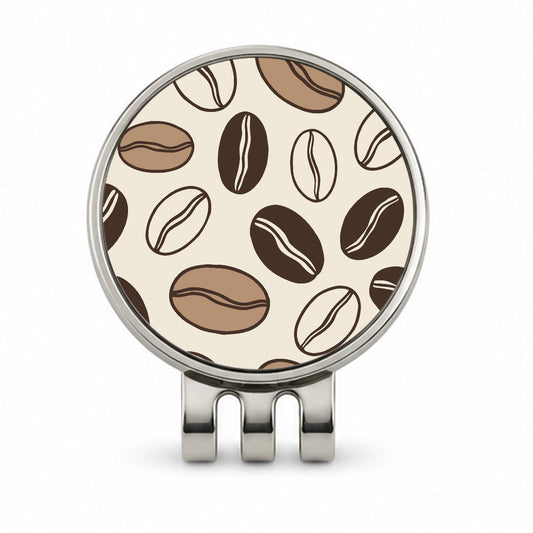 Coffee Beans Sketch Golf Hat Clip with Ball Marker