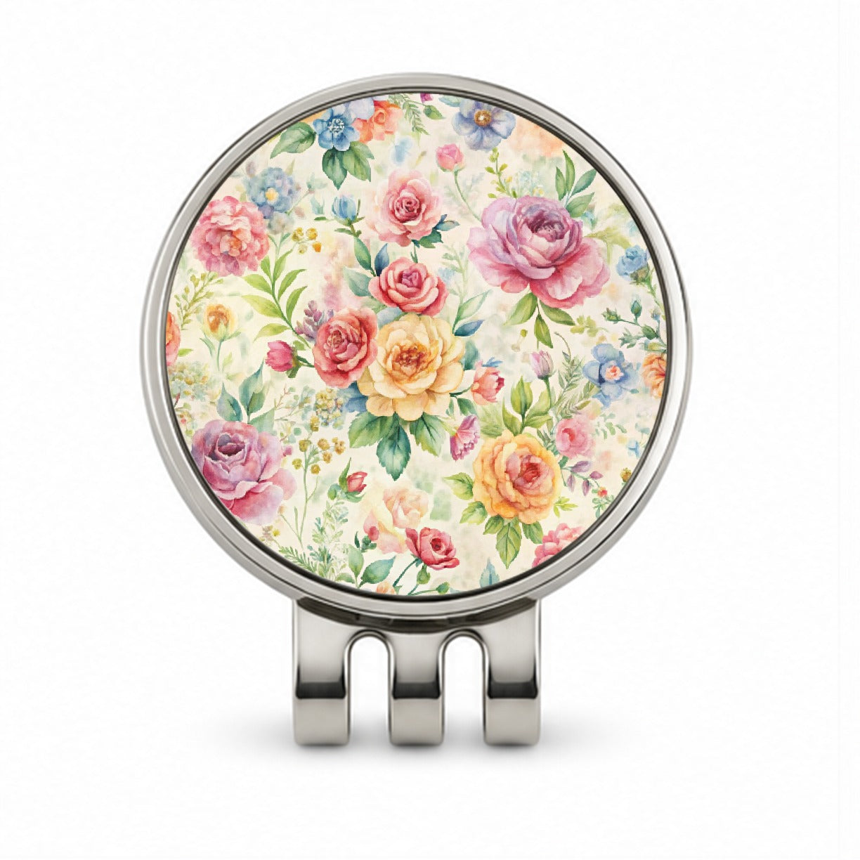 Ditsy Floral Flowers Pattern Golf Hat Clip with Ball Marker