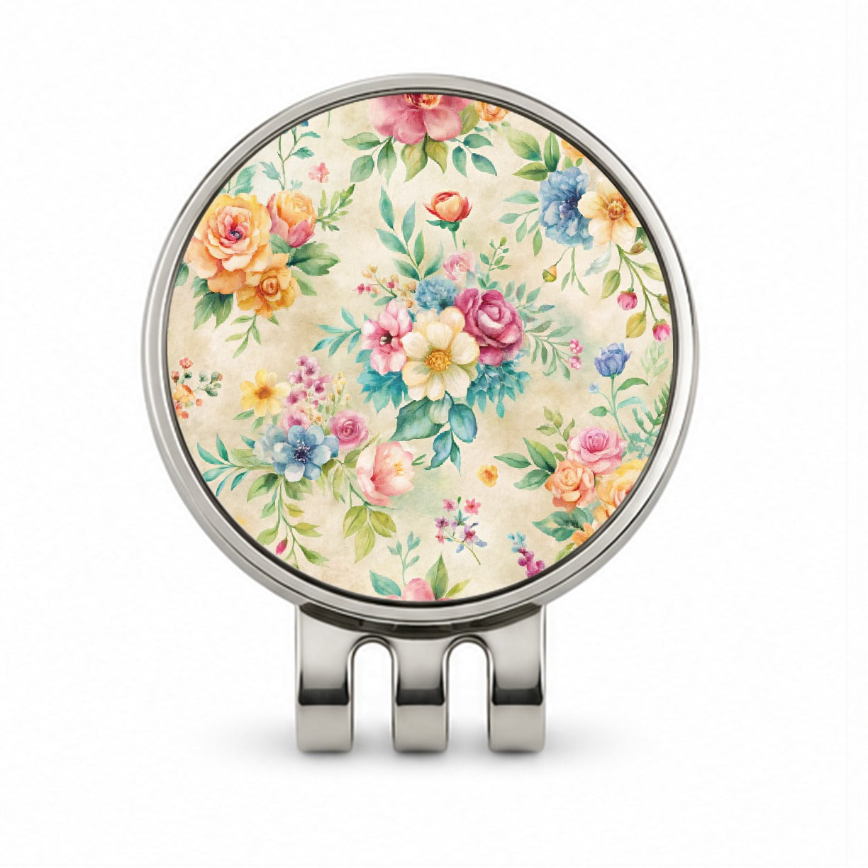 Ditsy Floral Flowers Wallpaper Golf Hat Clip with Ball Marker