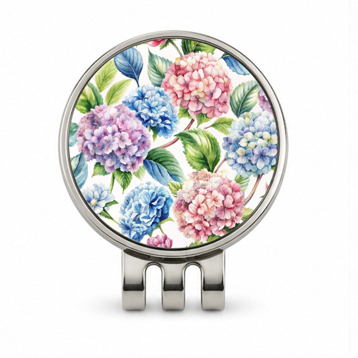 Hydrangea Flowers Wallpaper Golf Hat Clip with Ball Marker