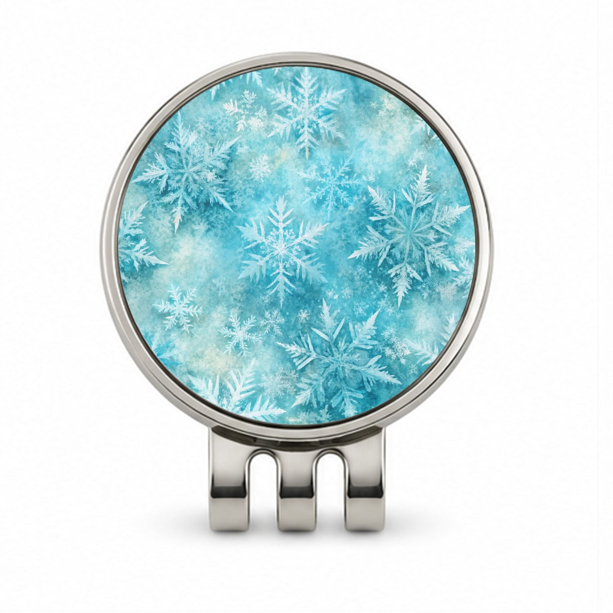 Ice Crystals Snowflakes Winter Golf Hat Clip with Ball Marker