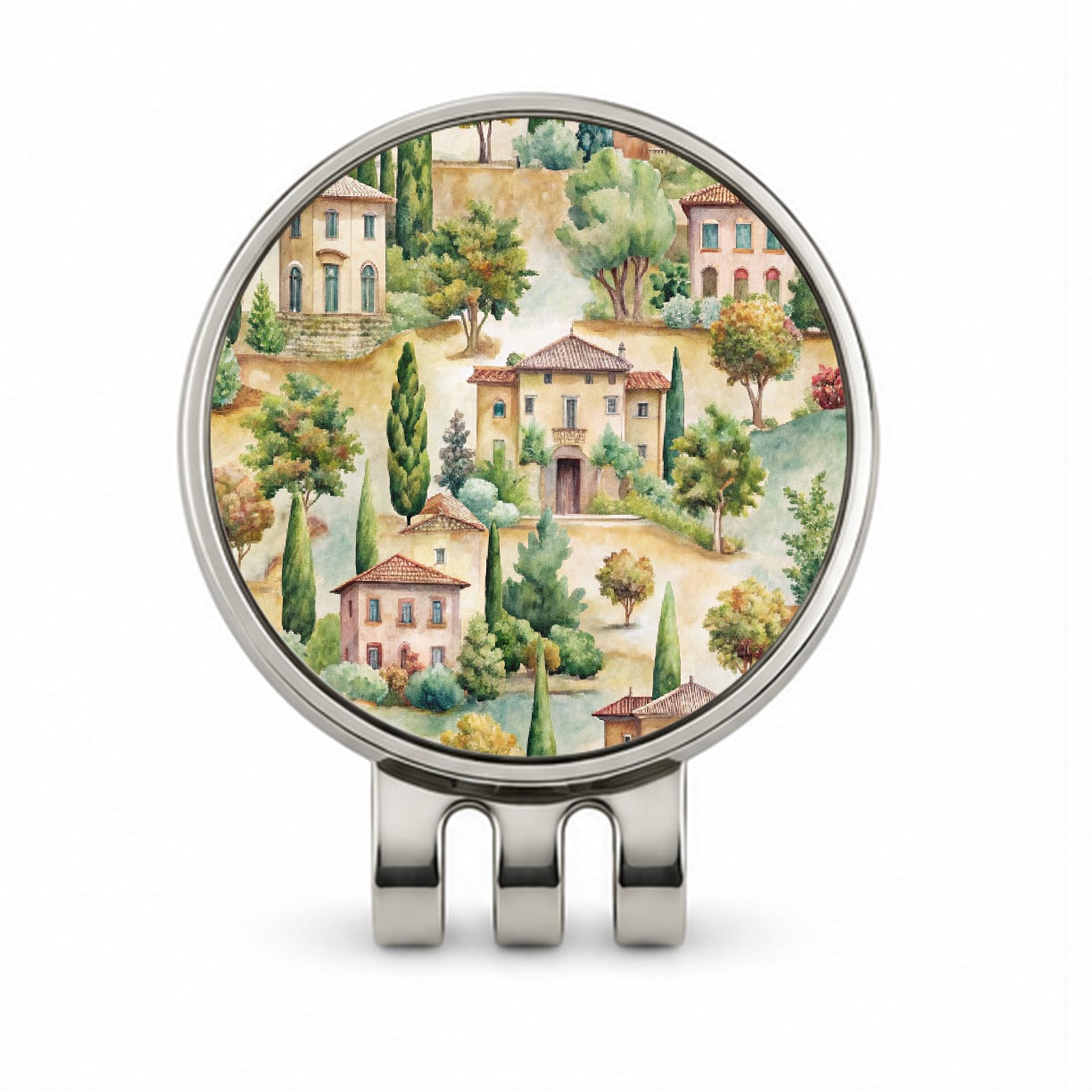 Italian Villa Hillside Town Italy Golf Hat Clip with Ball Marker