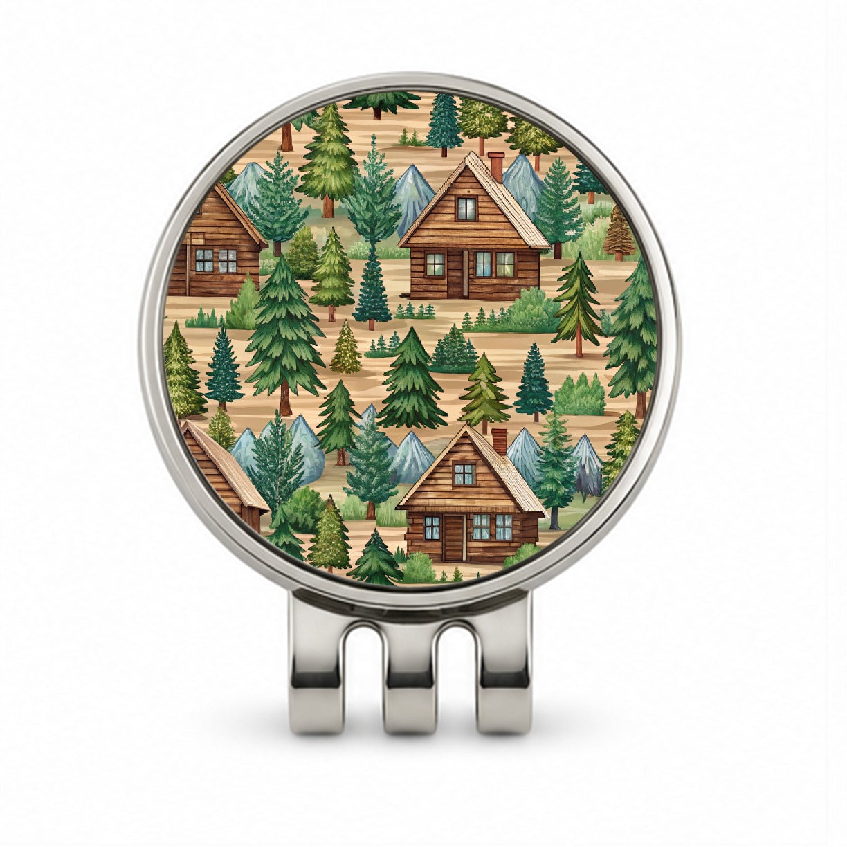 Log Cabin Pattern Golf Hat Clip with Ball Marker