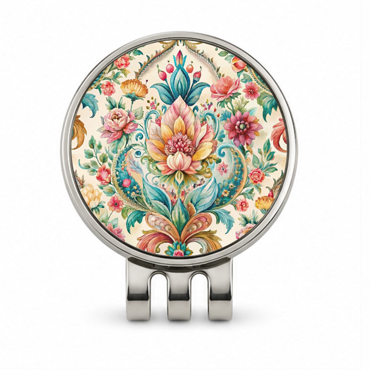 Refined Bohemian Wallpaper Golf Hat Clip with Ball Marker