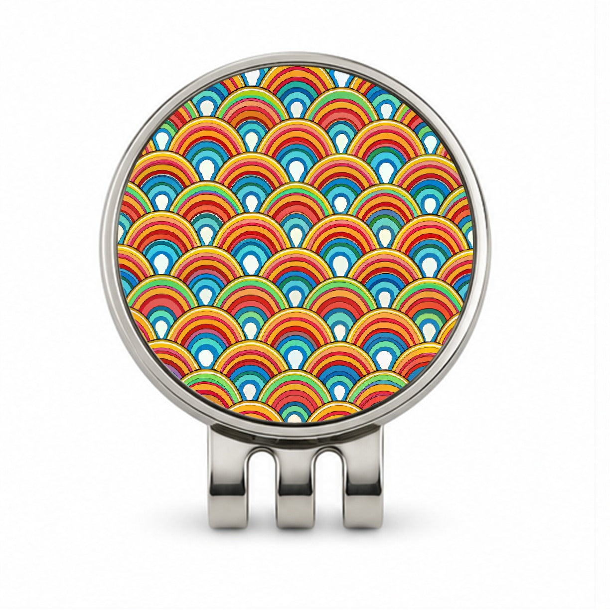 Retro Rainbow Pattern Golf Hat Clip with Ball Marker