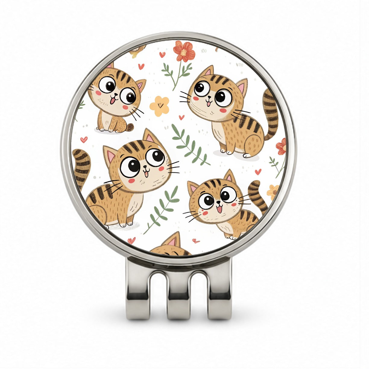 Adorable Tabby Cats Golf Hat Clip with Ball Marker