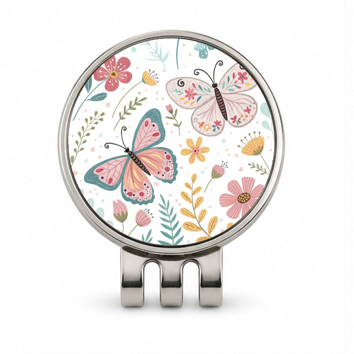Cute Butterflies Pastel Golf Hat Clip with Ball Marker