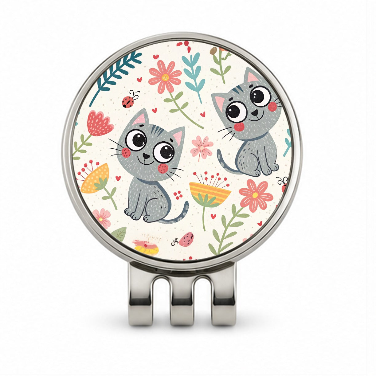Cute Gray Cats Golf Hat Clip with Ball Marker