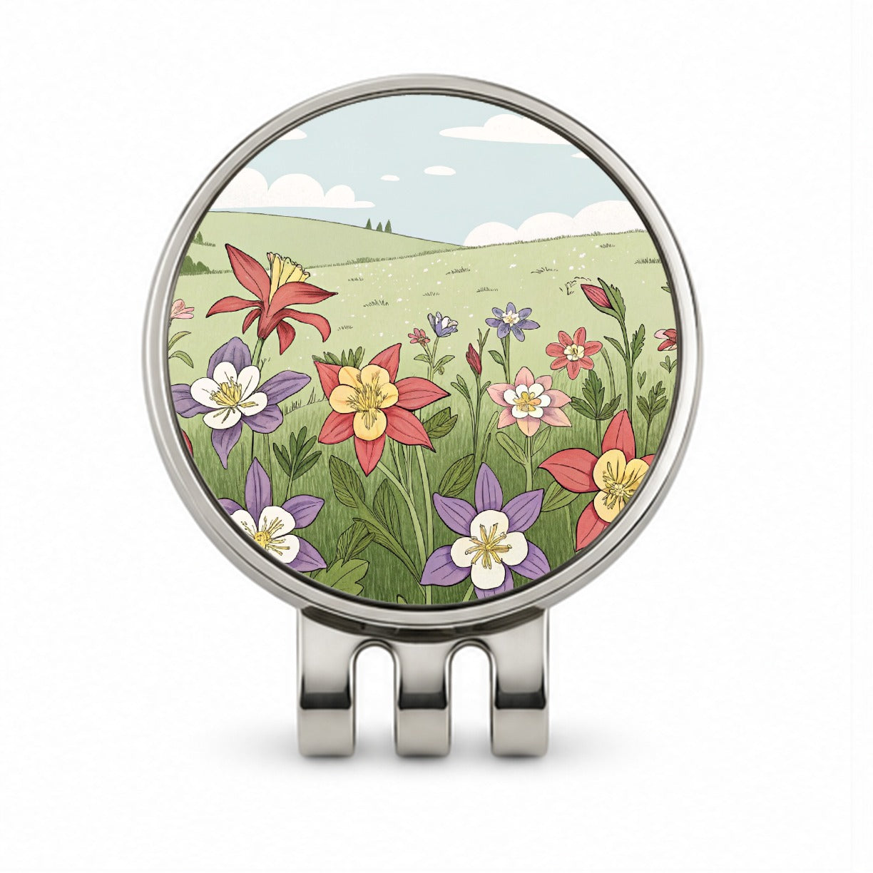 Field Of Columbine Flowers Golf Hat Clip with Ball Marker