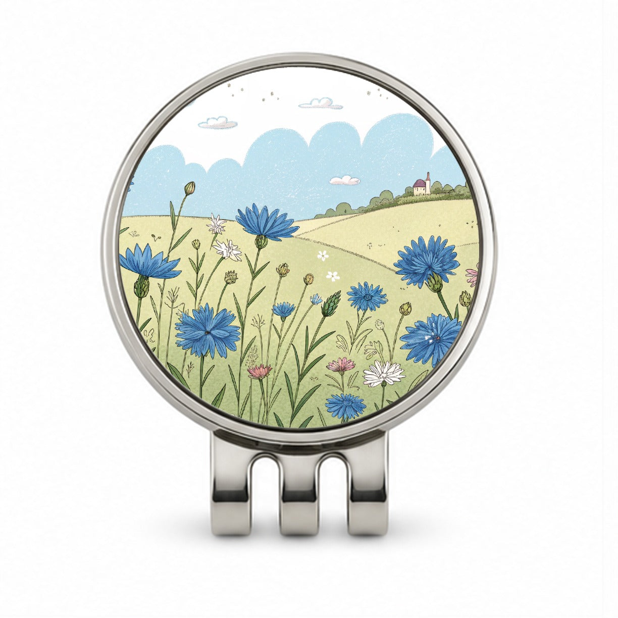 Field Of Cornflowers Flowers Golf Hat Clip with Ball Marker