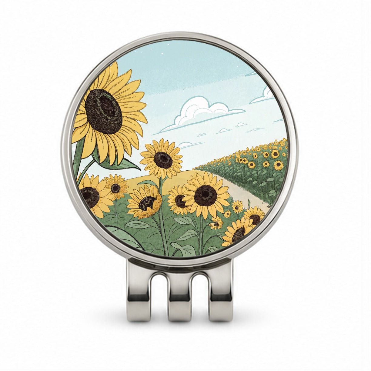 Field Of Sunflowers Flowers Golf Hat Clip with Ball Marker