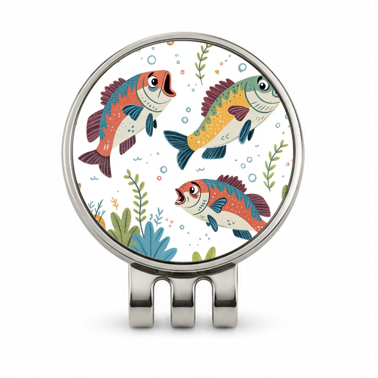 Fish Fishing Cute Cartoon Golf Hat Clip with Ball Marker