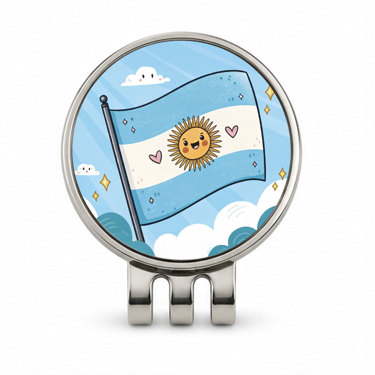 Kawaii Argentina Flag Golf Hat Clip with Ball Marker