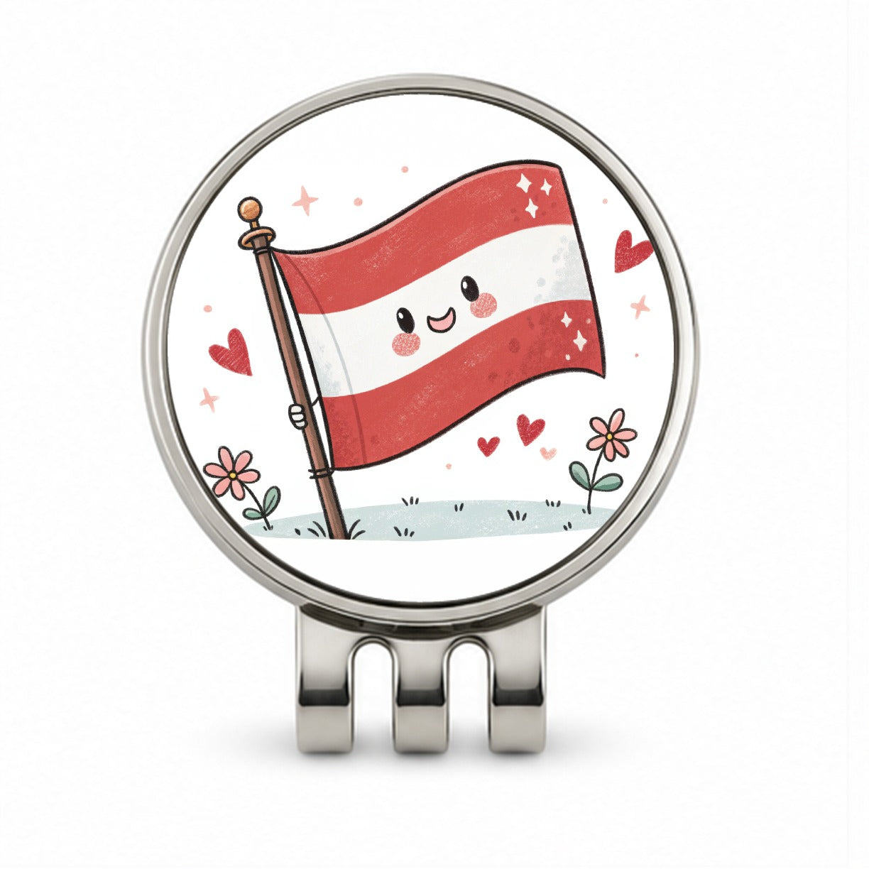 Kawaii Austrian Flag Golf Hat Clip with Ball Marker