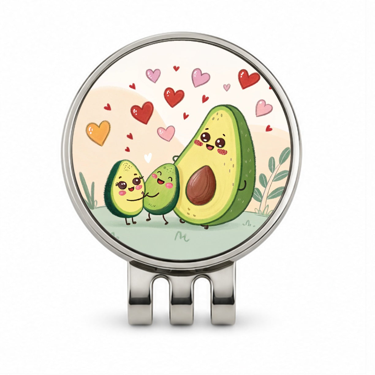 Kawaii Avocadoes And Hearts Golf Hat Clip with Ball Marker