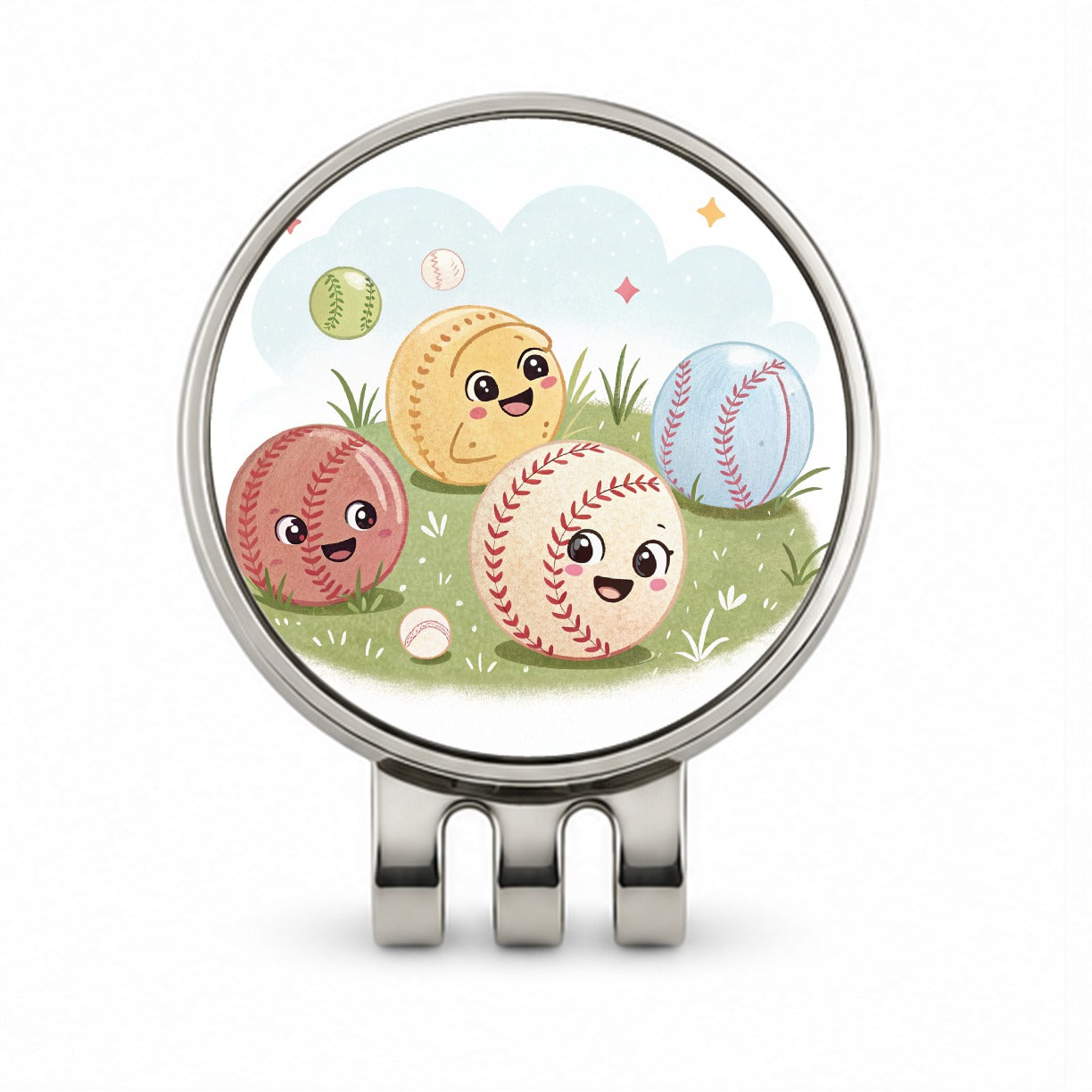 Kawaii Baseballs Golf Hat Clip with Ball Marker