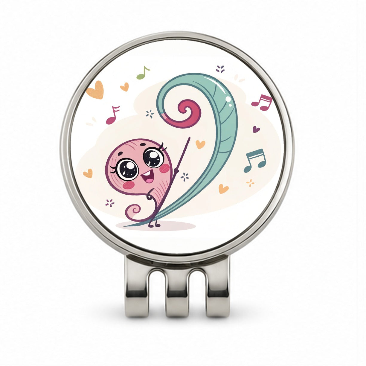 Kawaii Bass Clef Music Golf Hat Clip with Ball Marker