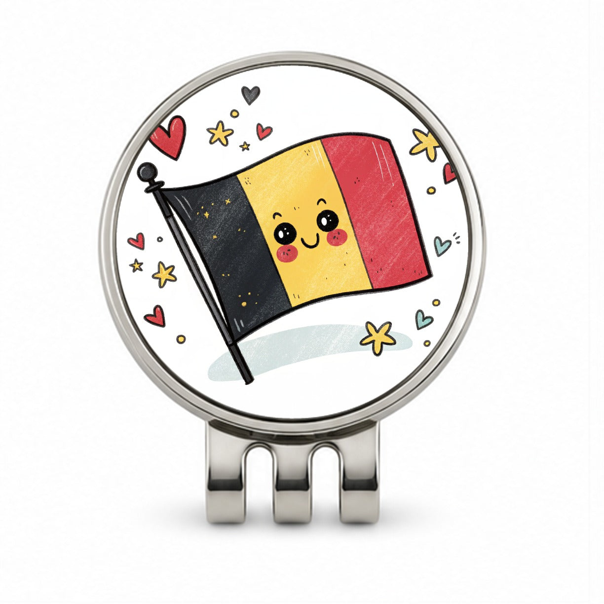Kawaii Belgium Flag Golf Hat Clip with Ball Marker