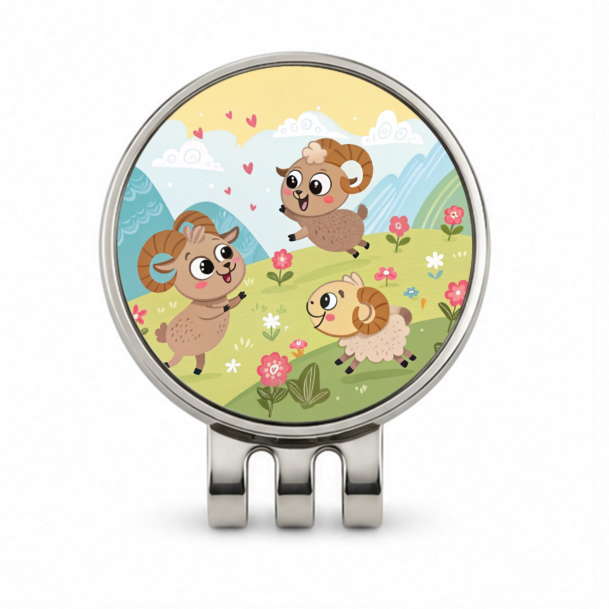 Kawaii Bighorn Sheep Golf Hat Clip with Ball Marker