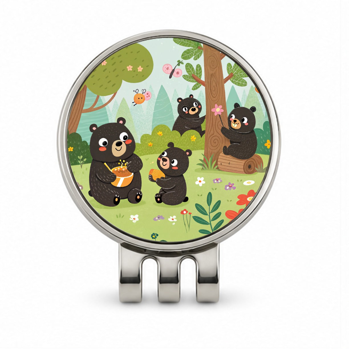 Kawaii Black Bears Golf Hat Clip with Ball Marker