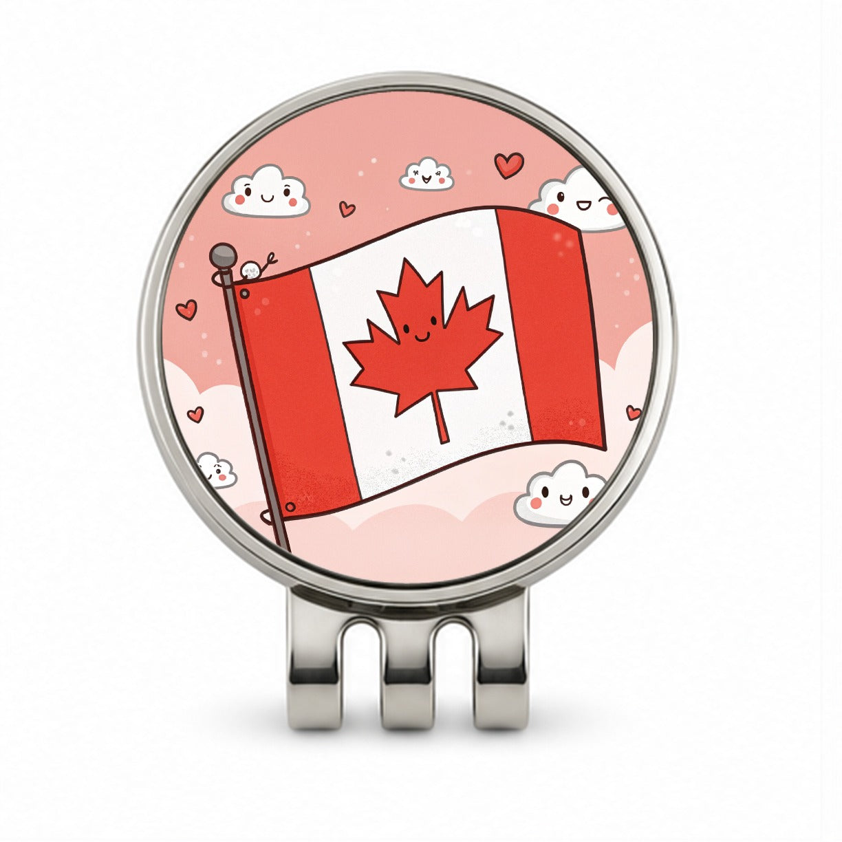 Kawaii Canada Flag Golf Hat Clip with Ball Marker