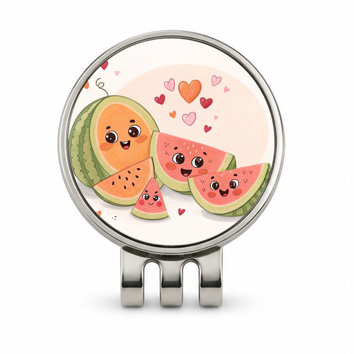 Kawaii Cantaloupes Watermelon Hearts Golf Hat Clip with Ball Marker