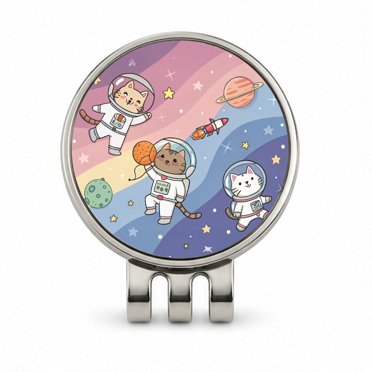 Kawaii Cat Astronauts Golf Hat Clip with Ball Marker