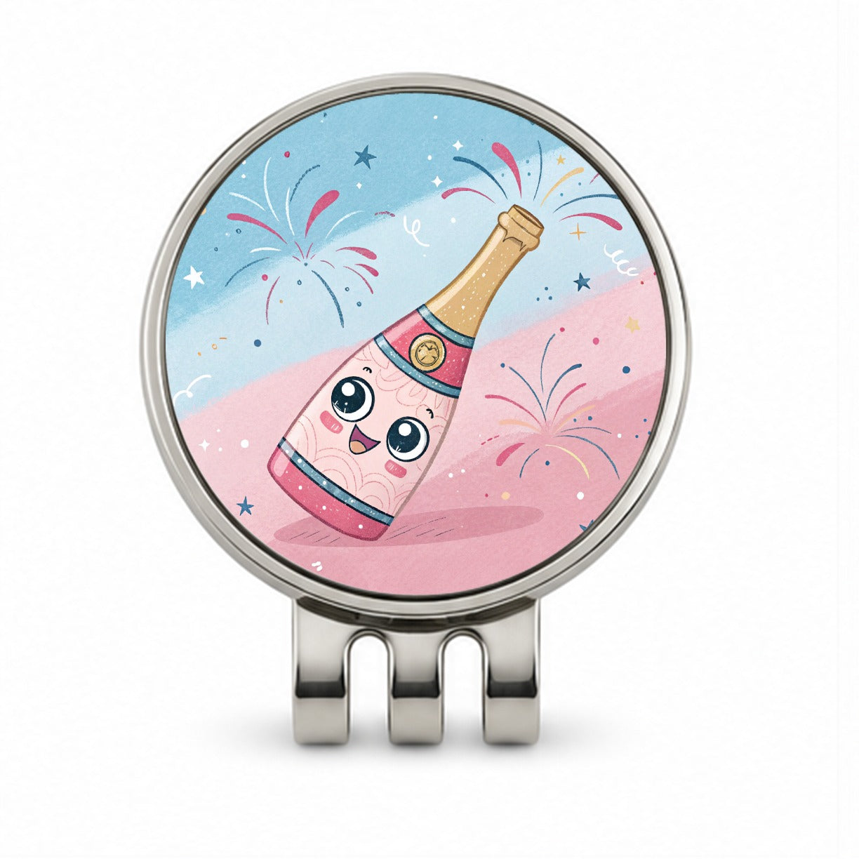 Kawaii Champagne Celebrate Golf Hat Clip with Ball Marker