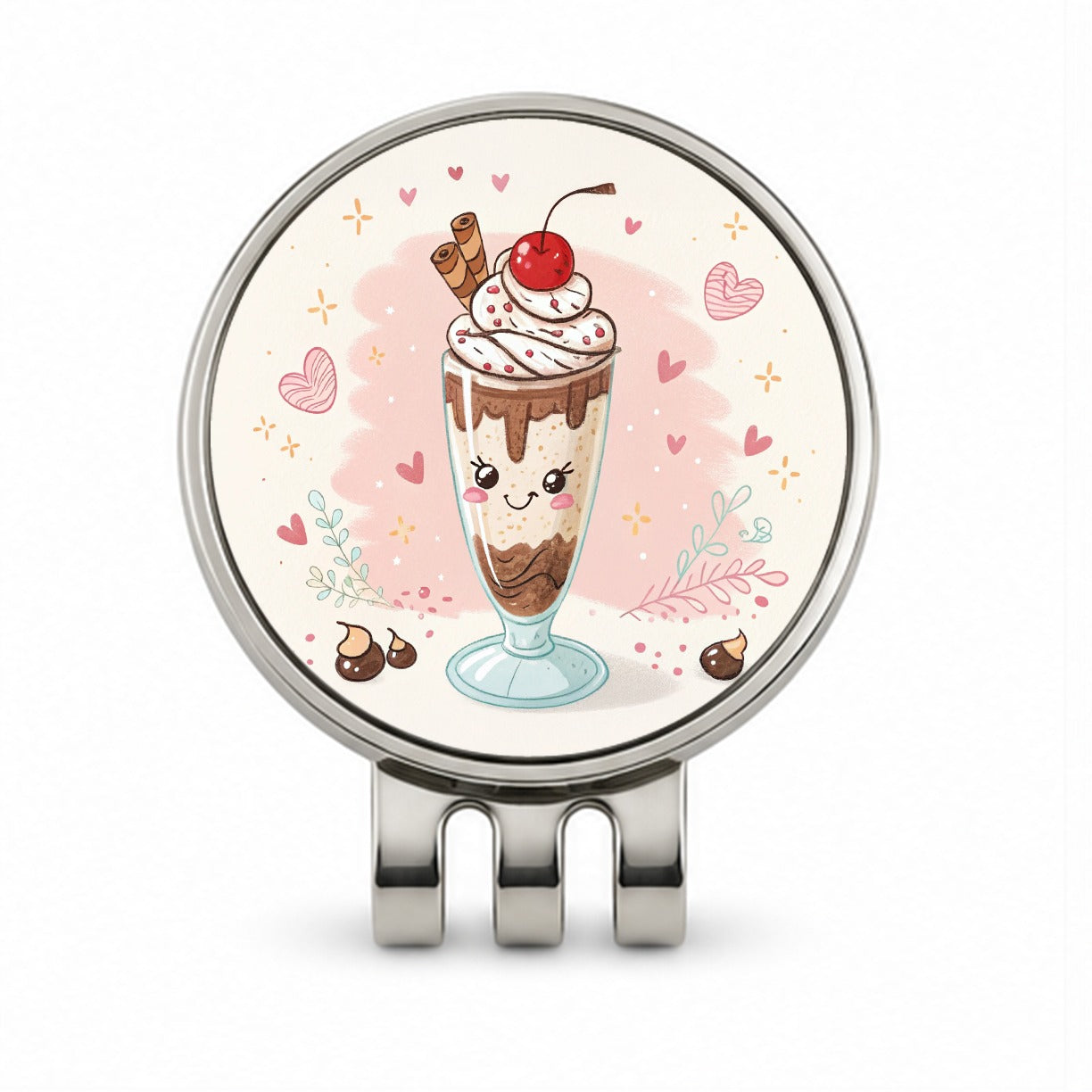 Kawaii Chocolate Milk Shake Golf Hat Clip with Ball Marker
