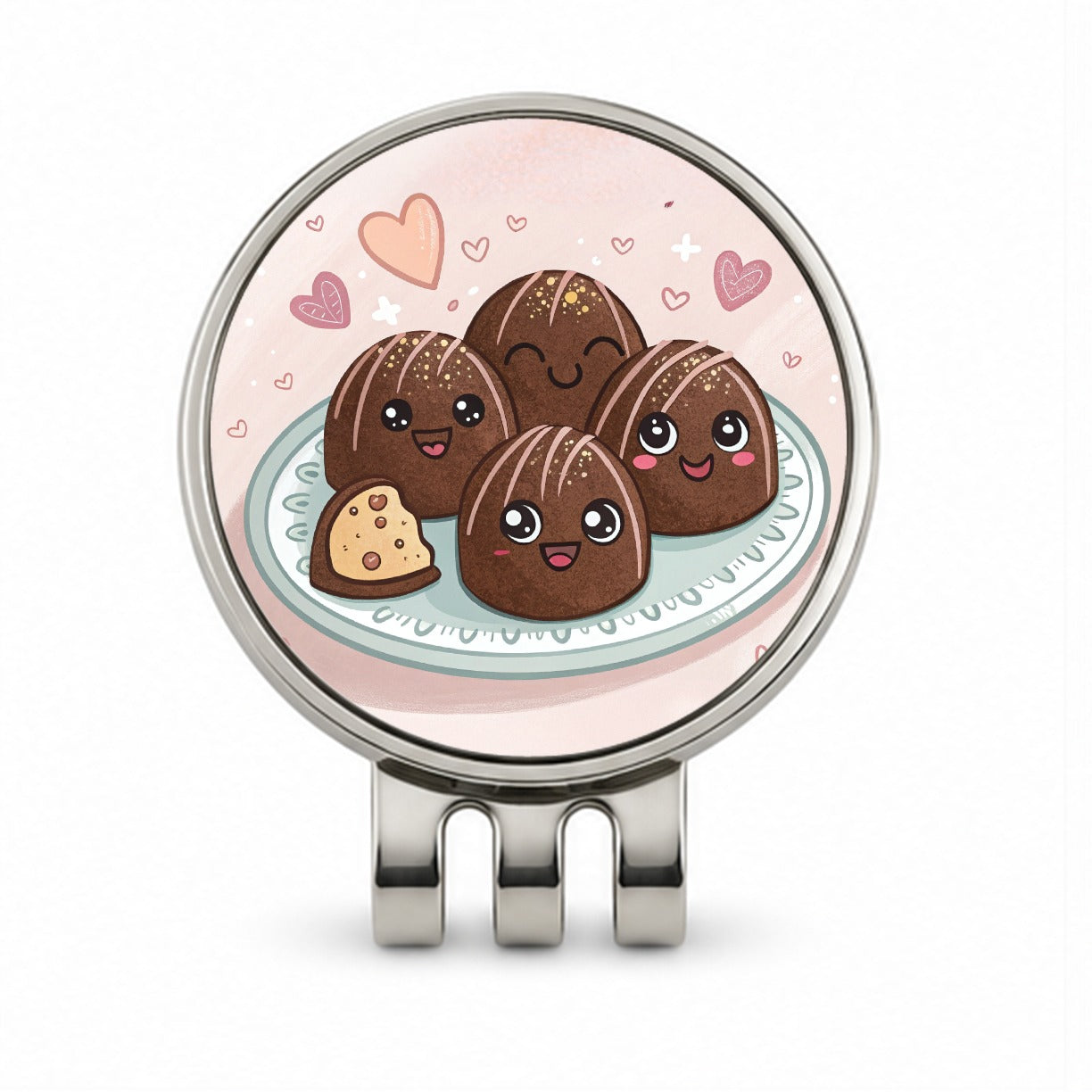 Kawaii Chocolate Truffles Golf Hat Clip with Ball Marker